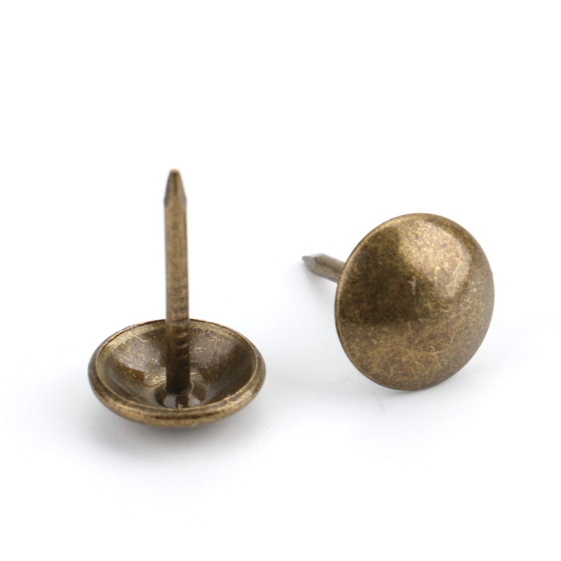 Kingrol 500 Count Upholstery Nails Pins, 7/16"/11mm Antique Brass Finish Furniture Tacks Upholstery Tacks - Image 2